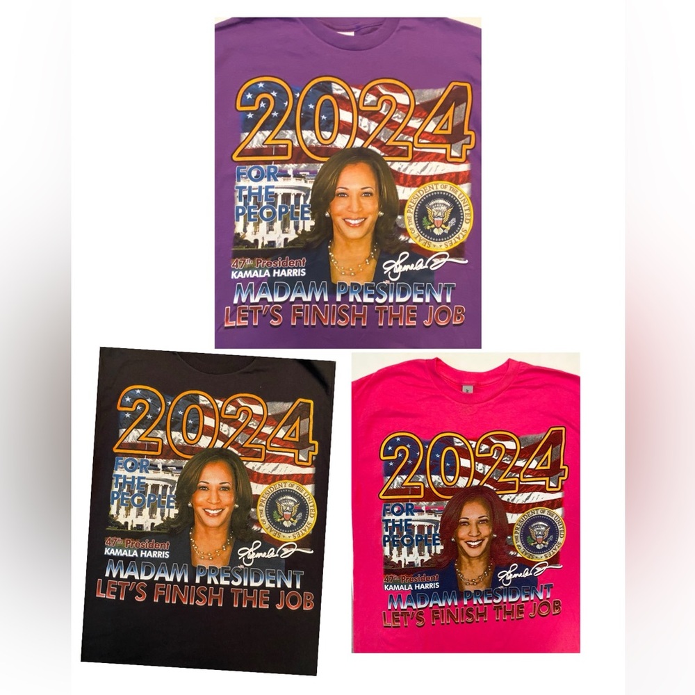 NEW! 🖤 Black “Let’s Finish The Job” Kamala Harris Graphic Tee T-Shirt 2024